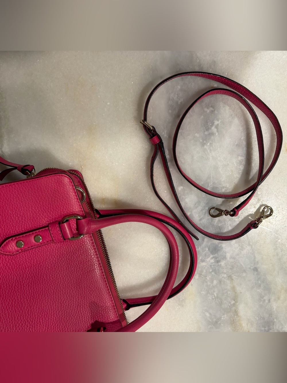 Kate Spade Mulberry Street Lise Ruby Pink Pebbled Leather Satchel Bag w Dust Bag - Picture 11 of 13